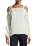 Lindy Cold-shoulder Silk Blouse, Twine