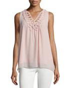 Sleeveless Top-stitch Georgette Top