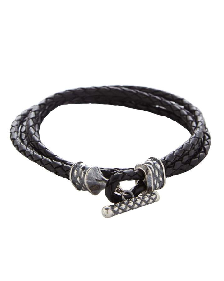 Men's Stealth Stainless Steel & Braided Leather Bracelet