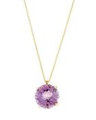 18k Round Purple Amethyst Pendant Necklace