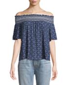 Off-the-shoulder Short-sleeve Blouse
