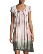 Giselle Tie-dye Linen Dress, Mediterranean Plum