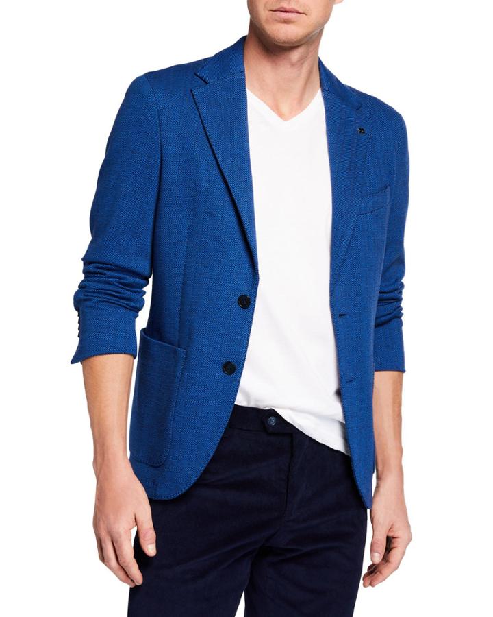 Men's Herringbone Knit Blazer Jacket