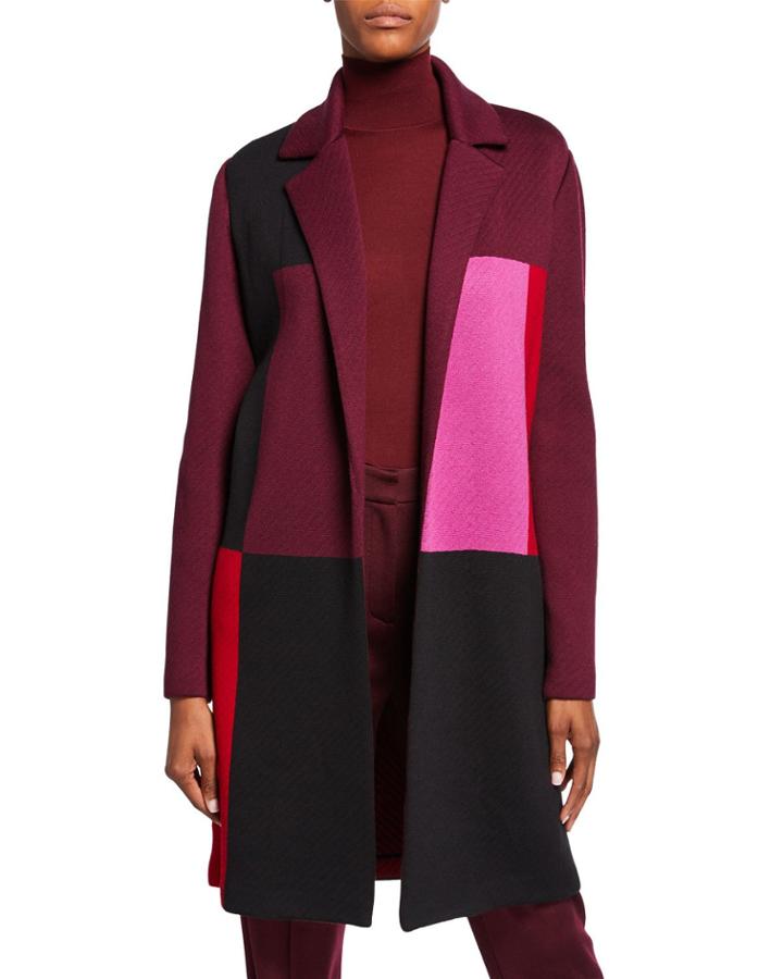 Patchwork Colorblock Open-front Twill Jacket