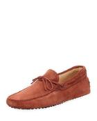 Suede Flat Slip-on Moccasin, Brown
