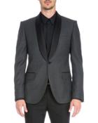 Satin-collar Check Evening Jacket