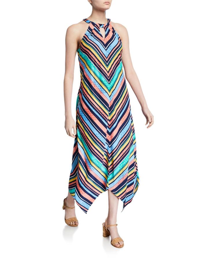Chevron Stripe Hanky Hem Keyhole Halter