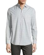 John Windowpane Oxford Shirt, Gray/white
