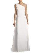 One-shoulder Crepe A-line Gown, Ivory