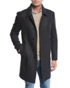 Single-breasted Plaid Wool Top Coat