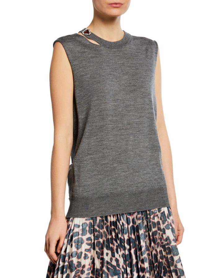 Sleeveless Slash-neck