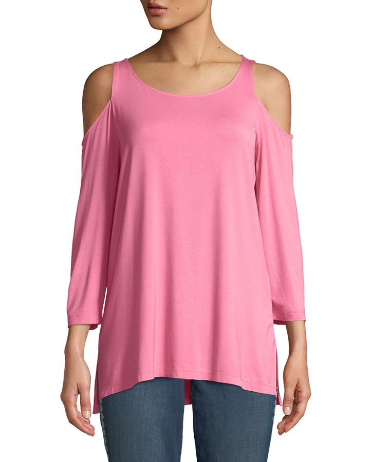 3/4-sleeve Cold-shoulder Tee