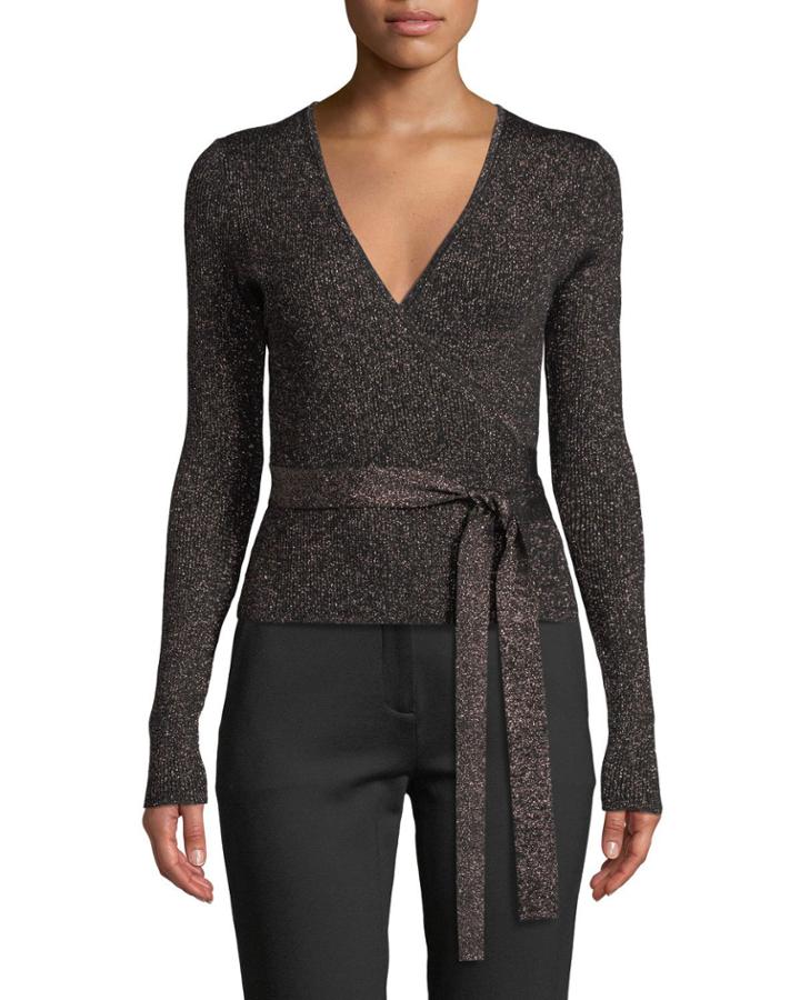 Ballerina Long-sleeve Glitter Wrap Top
