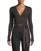 Ballerina Long-sleeve Glitter Wrap Top