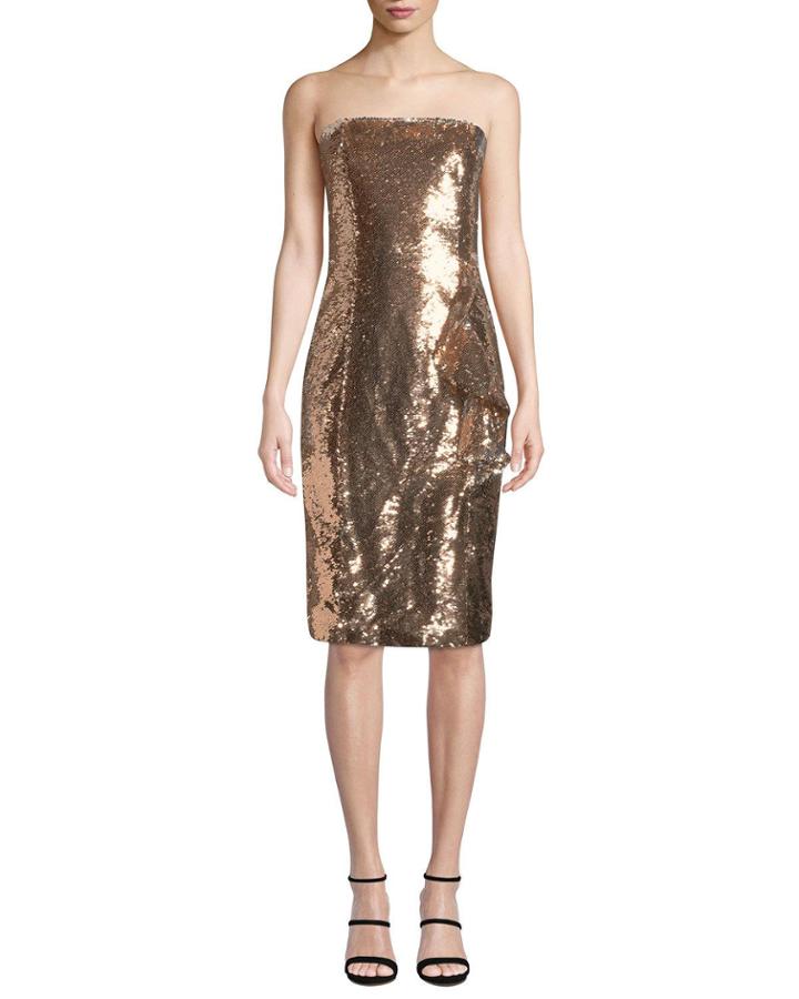 Noelle Sequined Strapless Knee-length Cocktail Dress