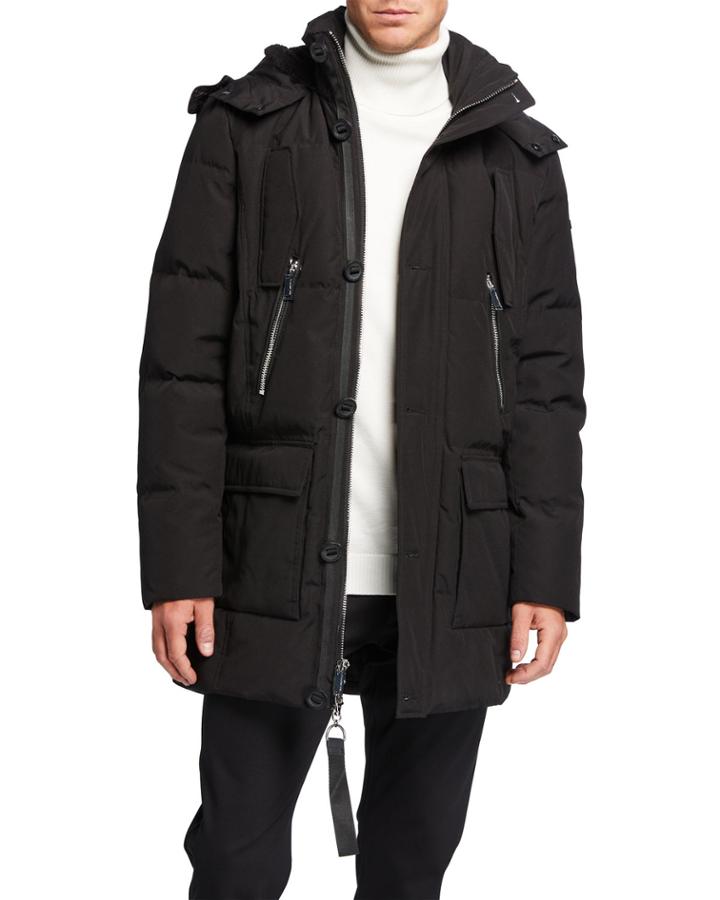 Men's Down Parka W/ Faux Fur Trim