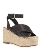 Carsie Crisscross Leather Wedge Espadrilles
