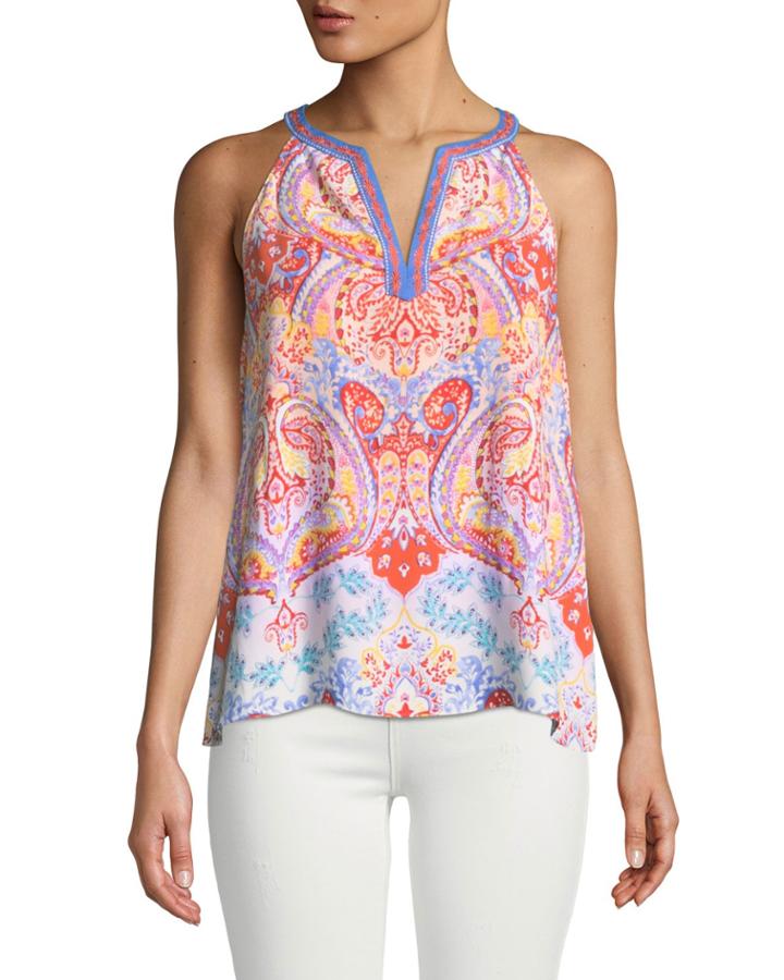 Medallion-print Crisscross Back Tank