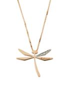 18k Rose Gold Diamond Dragonfly Pendant Necklace