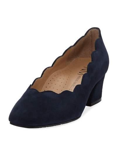 Pammie Scallop Slip-on Pump, Blue