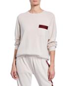 Cashmere Sweater W/ Front Beaded Patch Pocket
