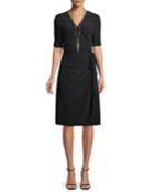 V-neck Half-sleeve Wrap Dress