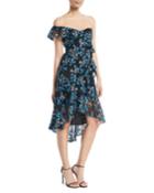 One-shoulder Floral-guipure Lace Ruffle Dress