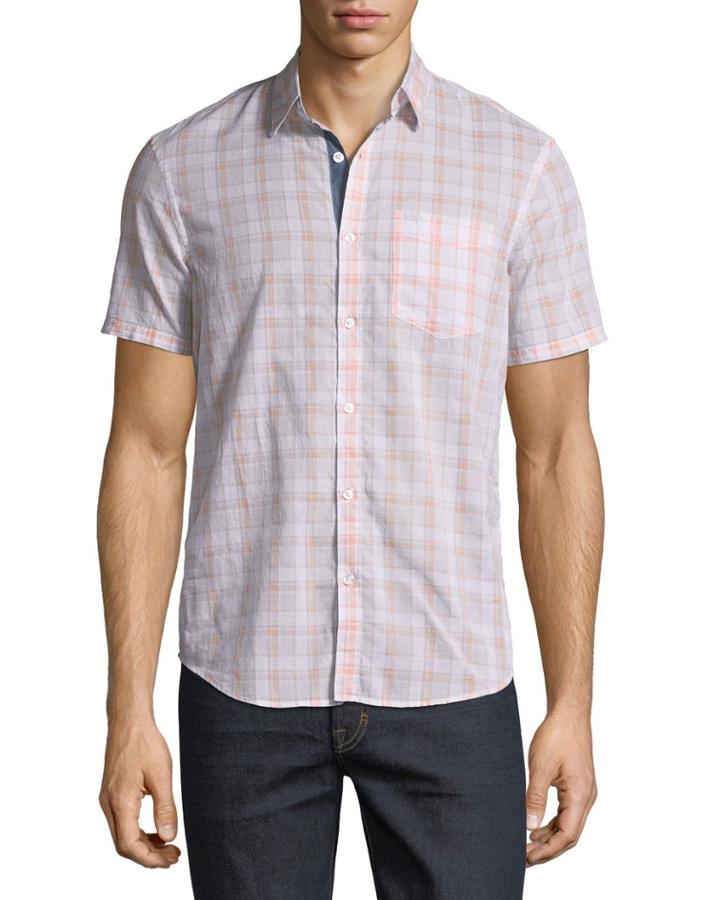 Short-sleeve Madras-plaid