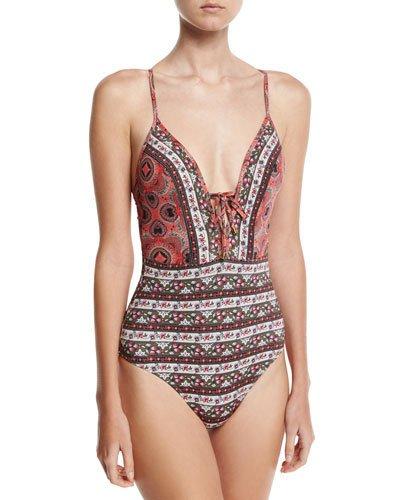 Sensory Lace-up Floral One-piece