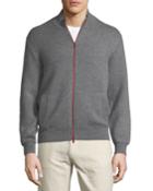 Double-face Cashmere Bomber Jacket W/ Contrast Zipper