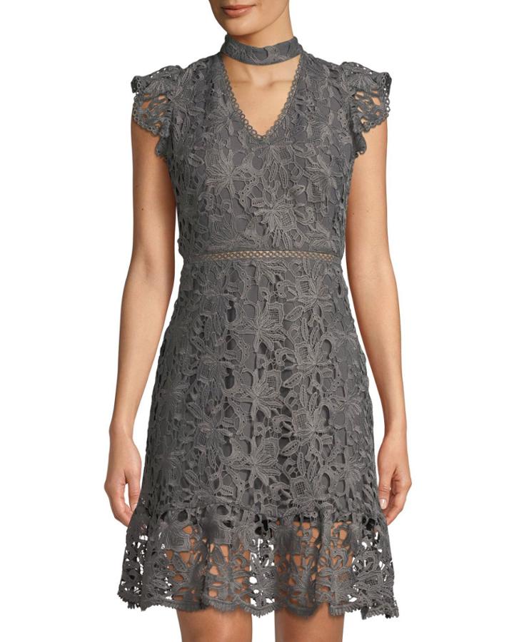 Lace Choker-neck Dress