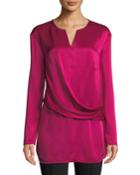 Liquid Crepe Drape-front Blouse