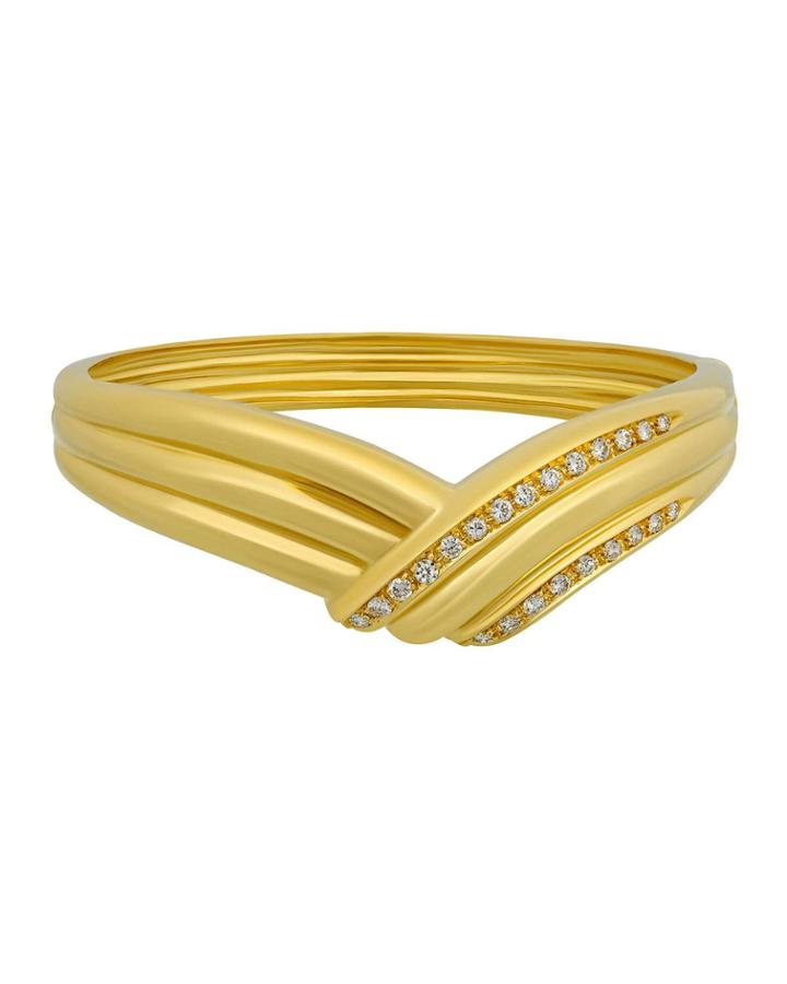 Estate Rossetti 18k Yellow Gold Diamond-wrapped Hinge Bracelet