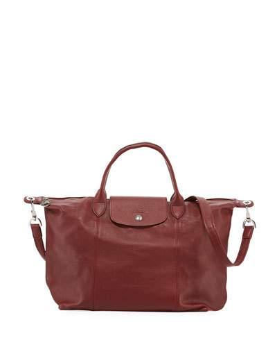 Le Pliage Cuir Medium Tote Bag, Red