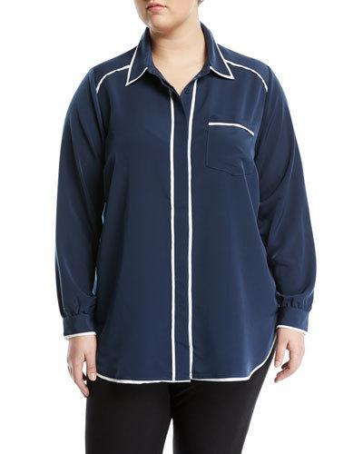 Pajama-style Button-front Blouse,