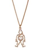 Happy Diamonds 18k Rose Gold Pave Clown Pendant Necklace
