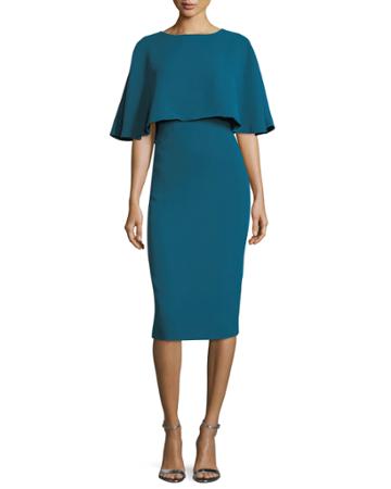 High-neck Overlay Sheath Cocktail Dress