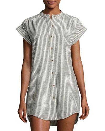 Cherry Park Striped Dress, Black/white