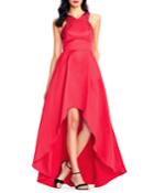 High-low Mikado Gown With Embellished Halter Neckline
