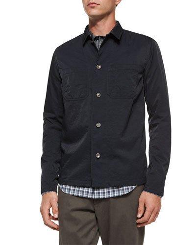 Tech Chest-pocket Utility Shirt Jacket, Navy