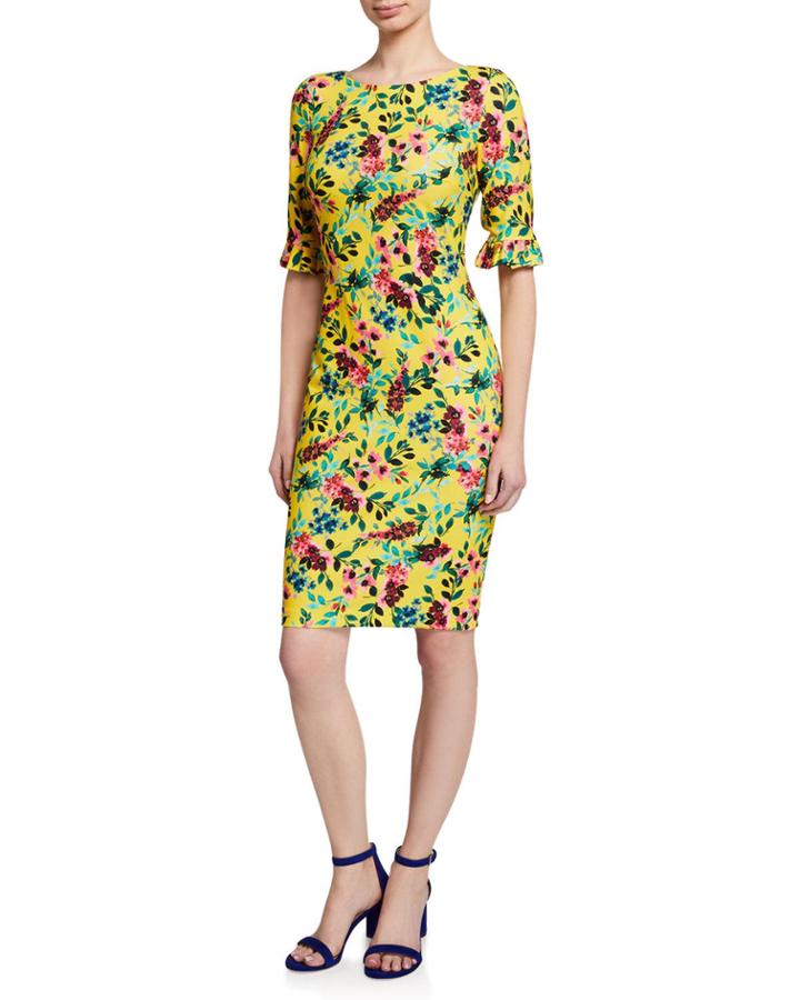 Floral Ruffle-sleeve