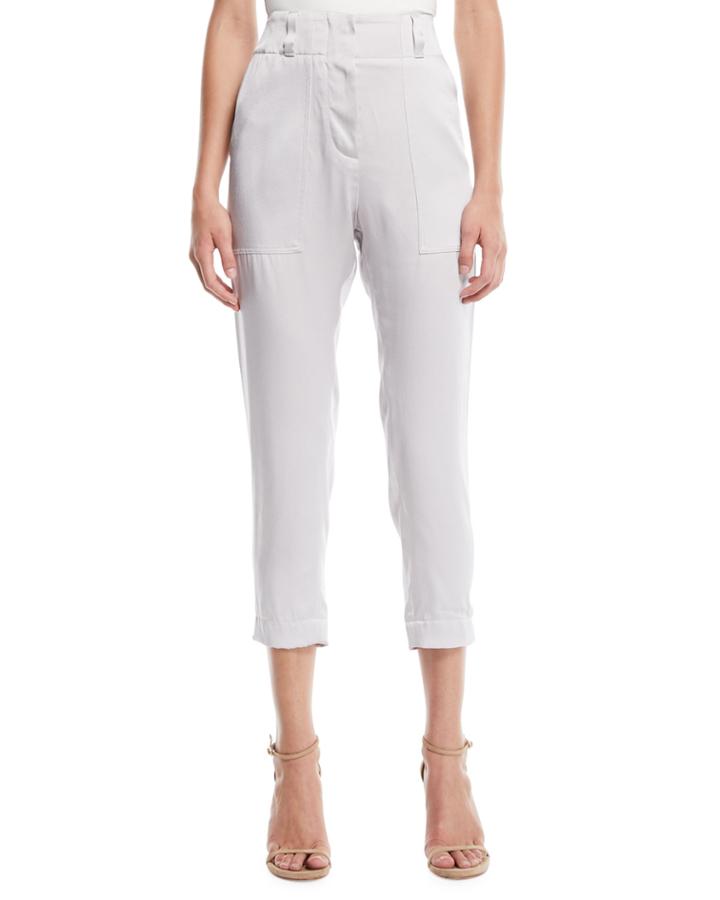 Satin Cady Utility Slim Cropped Pants