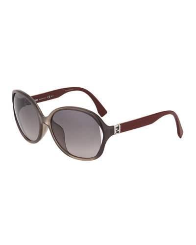 Two-tone Square Plastic Sunglasses, Gray/red