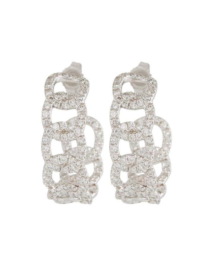 18k White Gold Diamond Cable Earrings