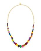 Long Rainbow Agate Beaded Necklace