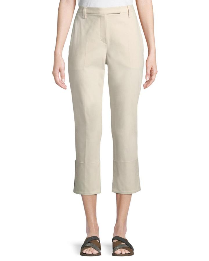 High-rise Cropped Zip-cuff Pants