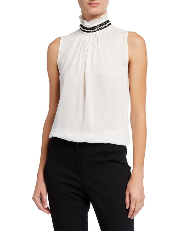 Embroidered High Neck Embellished Top