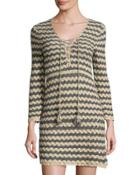Rigma Zigzag Knit Dress, Gold
