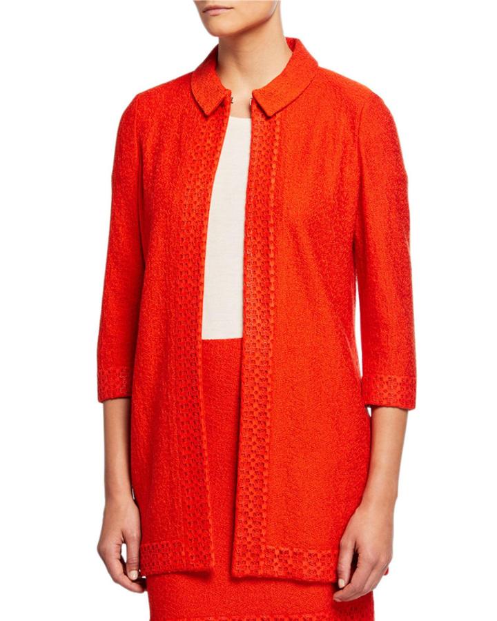 Caris Collared 3/4-sleeve Knit Jacket