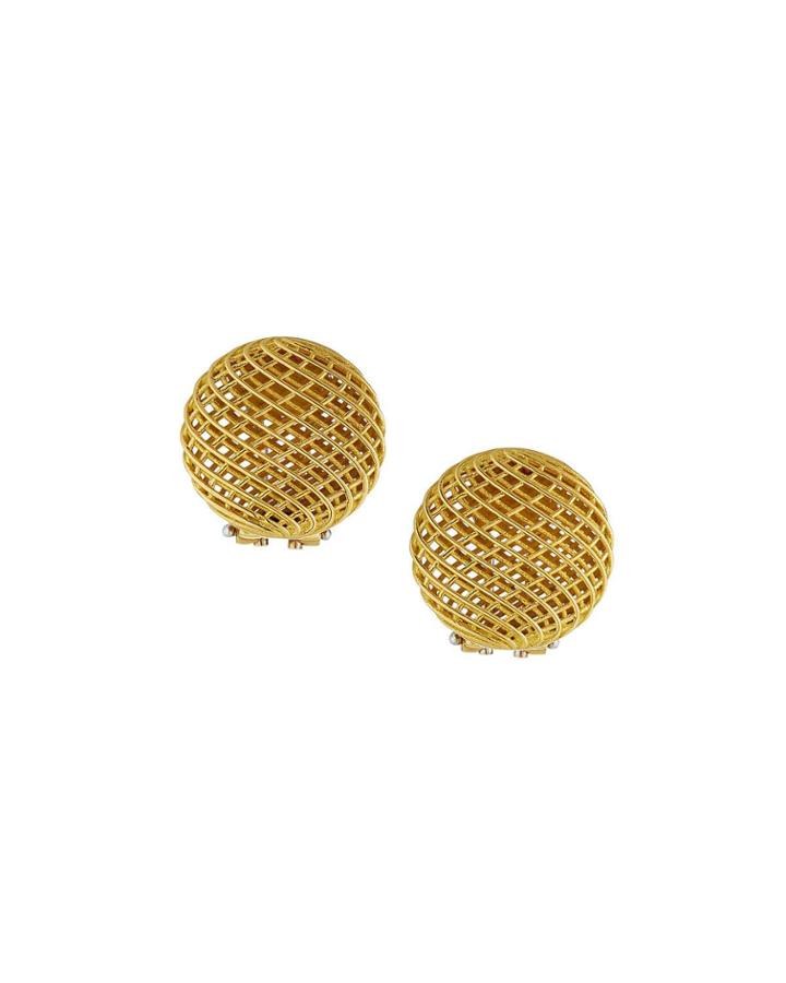 18k Silk Button Earrings